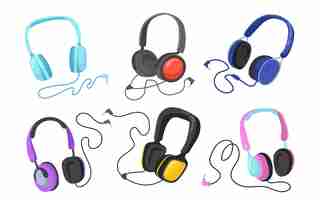 Free vector modern headphones flat set