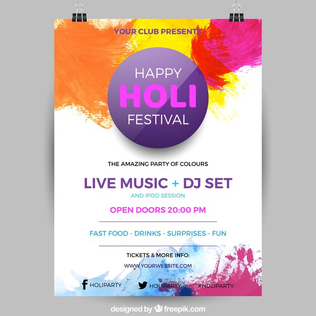 modern holi festival poster template
