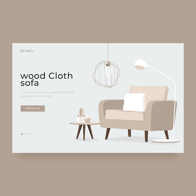 Free vector modern home interior decoration landing page