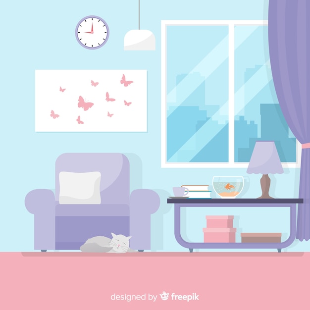 Free vector modern home interior decoration with flat design