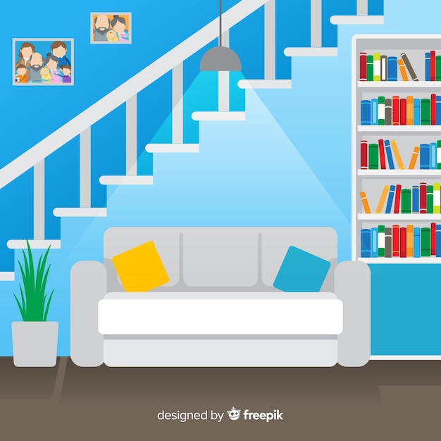 Modern home interior decoration with flat design