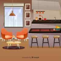 Free vector modern home interior decoration with flat design