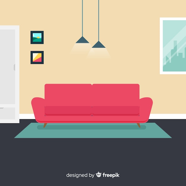 Free vector modern home interior decoration with flat design