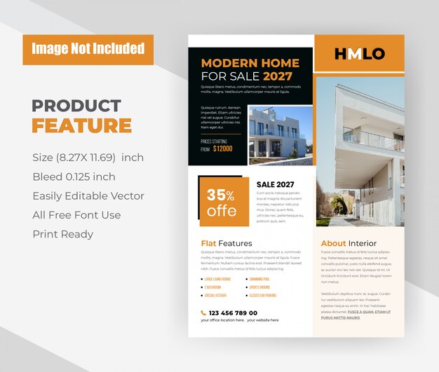 Modern home For Sale Concept Flyer Template