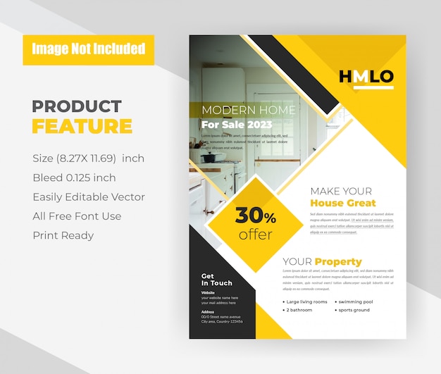 Modern home for sale concept flyer template