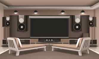 Free vector modern home theater interior