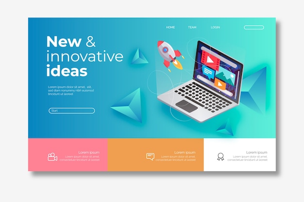 Modern homepage with isometric laptop