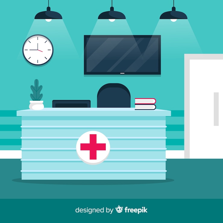 Free Vector modern hospital reception with flat design