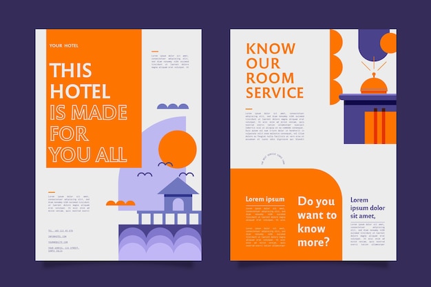 Modern hotel flyer template with illustration