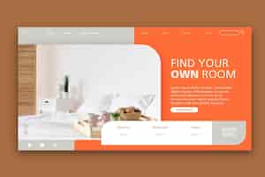 Free vector modern hotel landing page template with photo