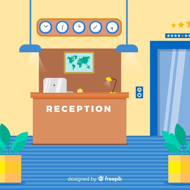 Free vector modern hotel reception with flat design