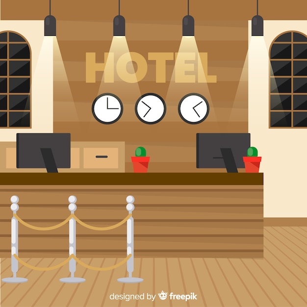 Free vector modern hotel reception with flat design