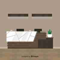 Free vector modern hotel reception with flat design