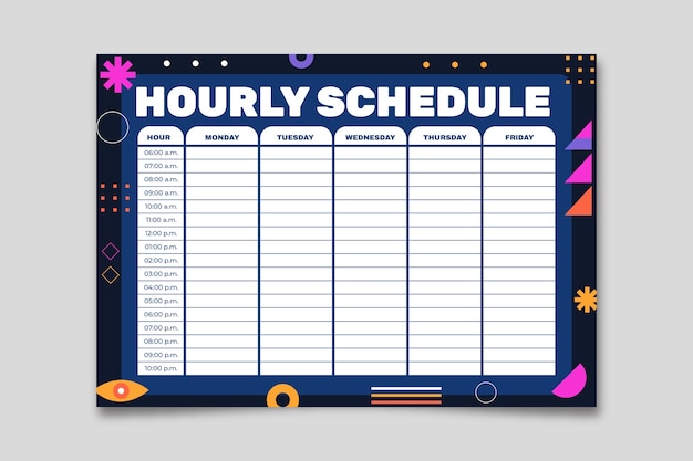 Free vector modern hourly schedule