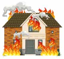Free vector a modern house on fire