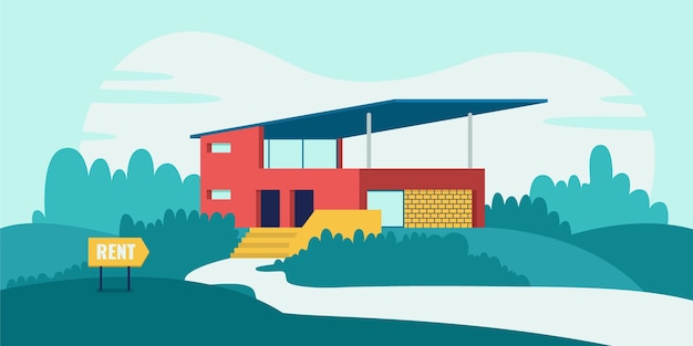 Free vector modern house for sale