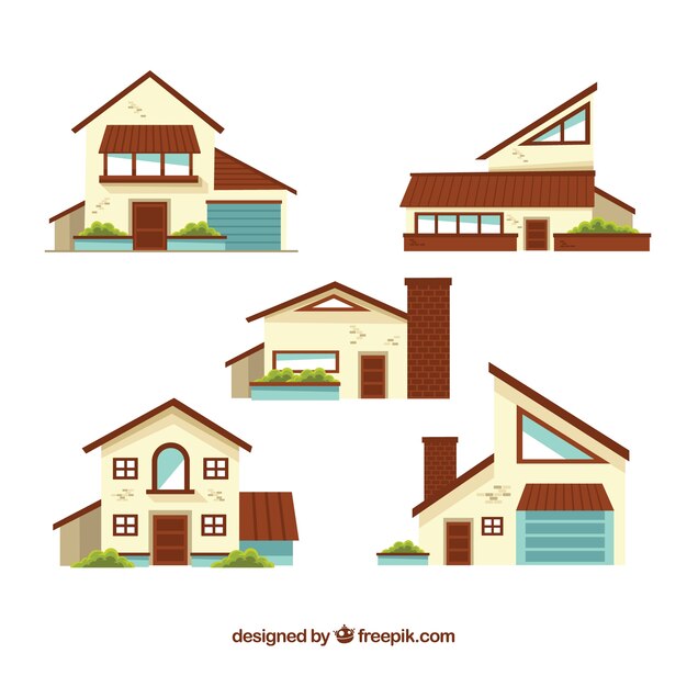 Free vector modern houses collection in flat design