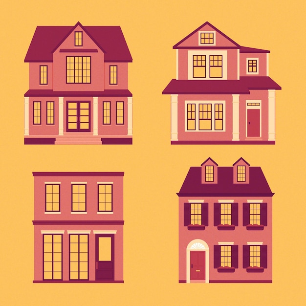 Free vector modern houses illustrated collection