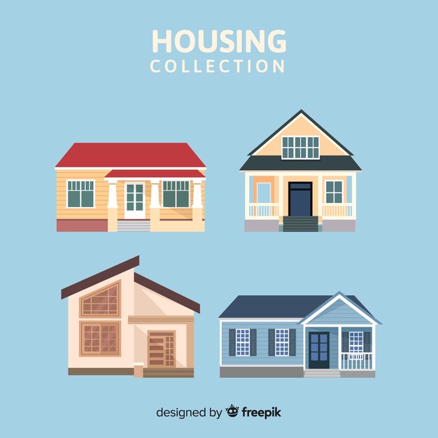 Modern housing collection with flat design