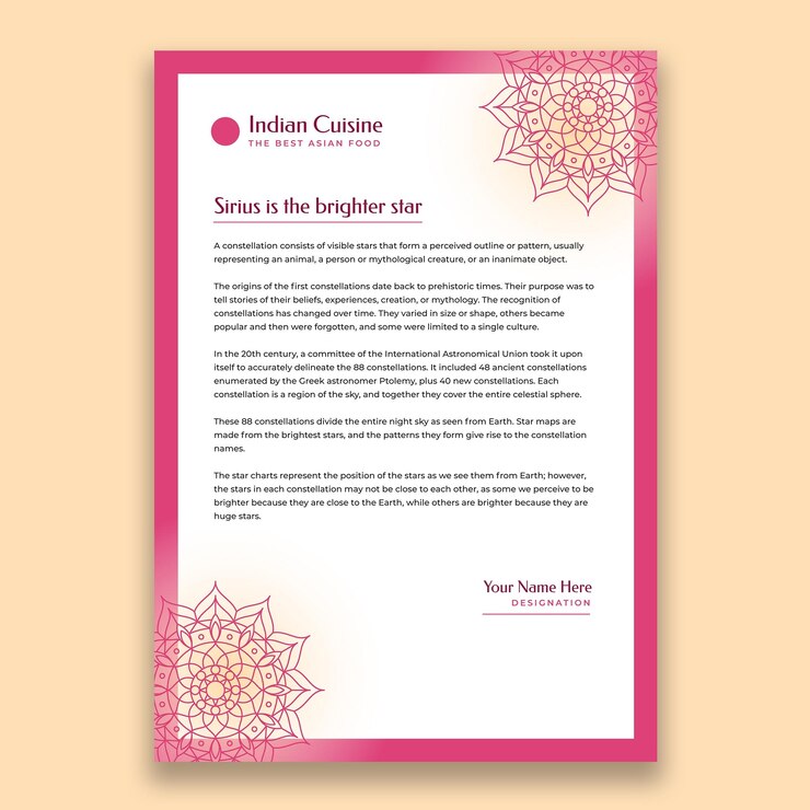 मुफ़्त वेक्टर modern indian cuisine restaurant letterhead