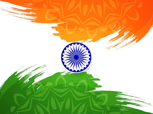 Modern indian flag brush stroke background vector