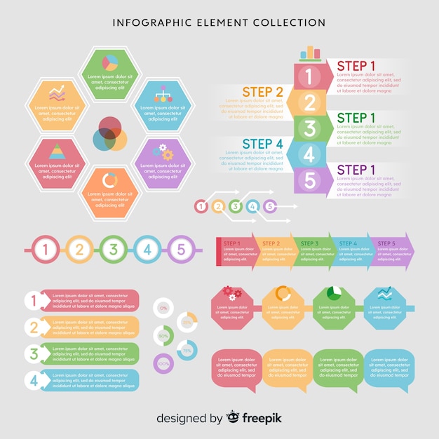 Modern infographic element collection with flat design