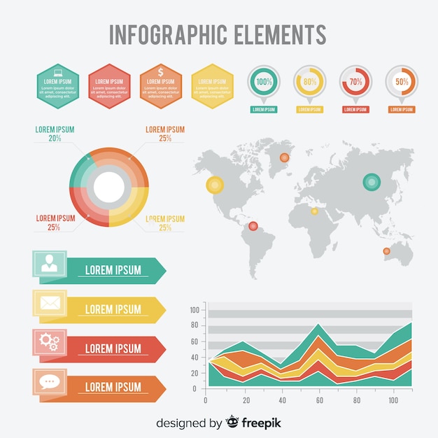 Free vector modern infographic element collection with flat design