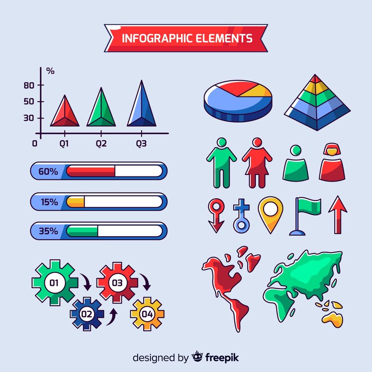 무료 Vector 평면 디자인으로 현대 infographic 요소 컬렉션
