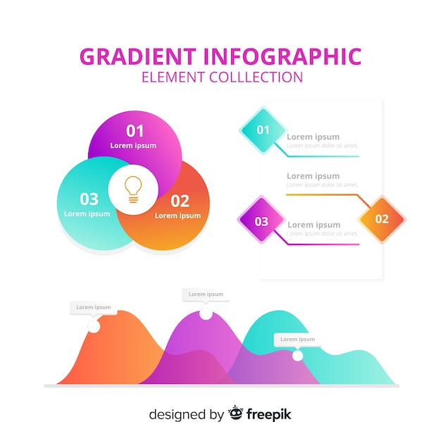Raccolta di elementi infographic moderna con stile gradiente