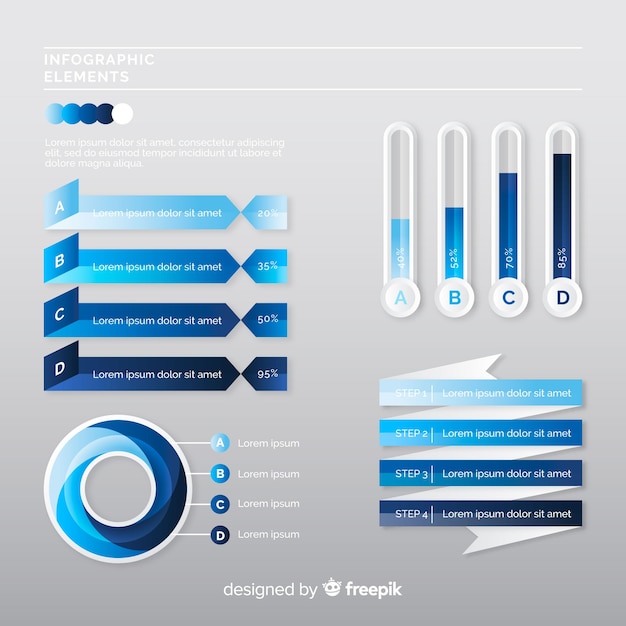 무료 벡터 그라데이션 스타일로 현대 infographic 요소 컬렉션