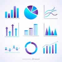 Vettore gratuito raccolta di elementi infographic moderna con stile gradiente