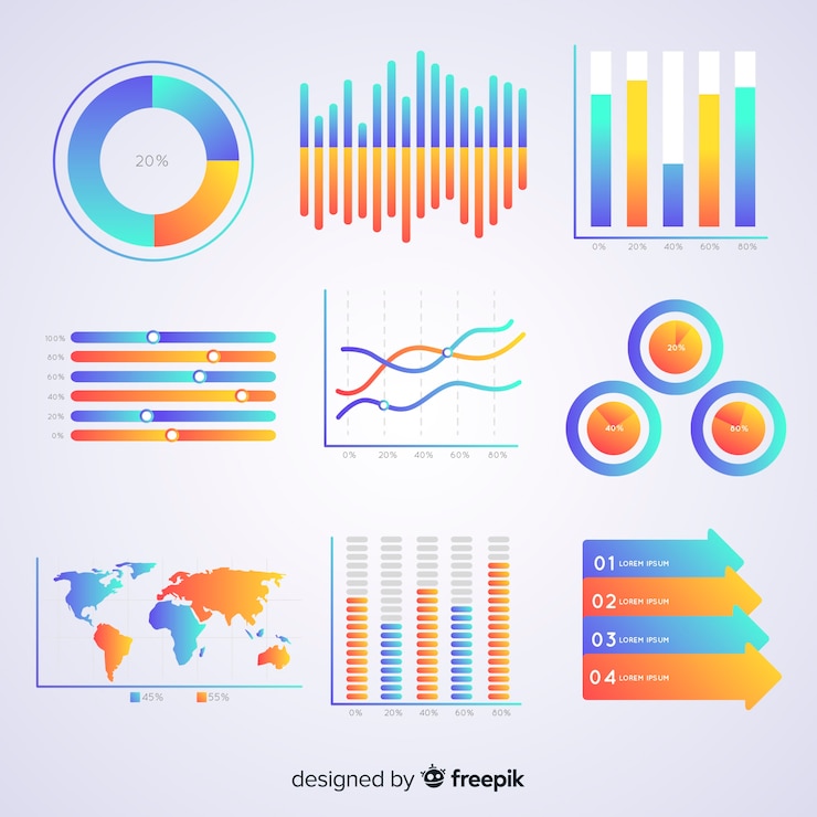 Free Vector modern infographic element collection with gradient style