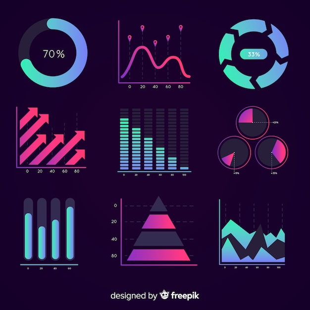 Modern infographic element collection with gradient style