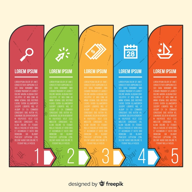 Vettore gratuito concetto di passaggi infografica moderna