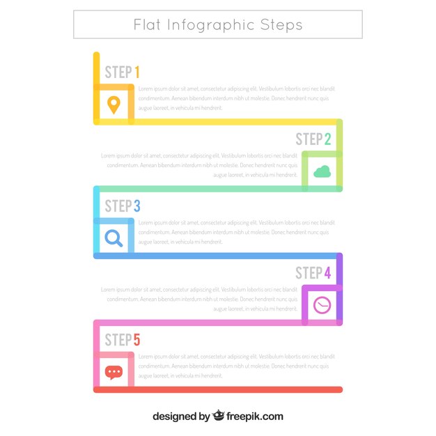 Современные инфографические этапы с дизайномflat