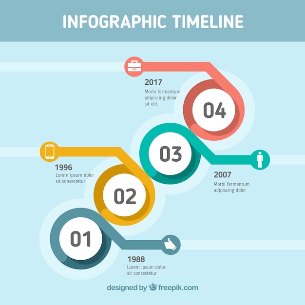 무료 벡터 동그라미와 현대 infographic 타임 라인