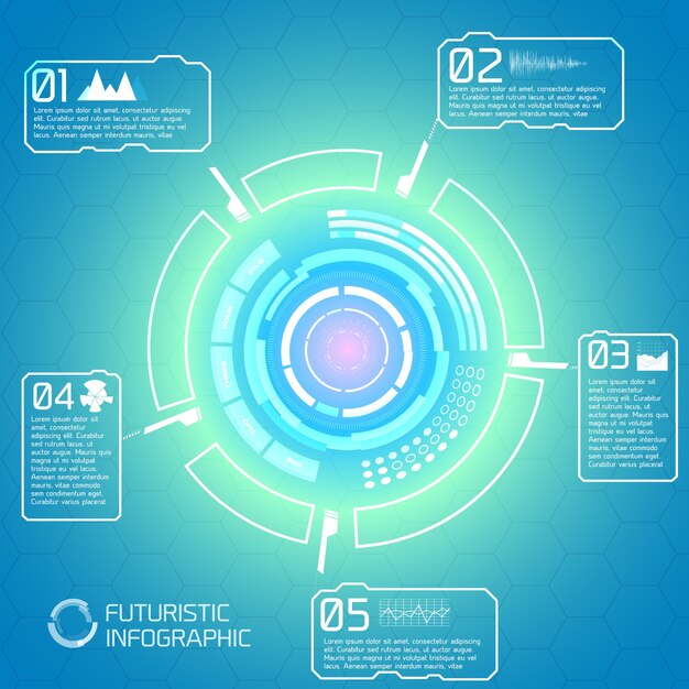 Современный интерактивный технологический фон с футуристическими инфографическими элементами красочный круг дизайн виртуального сенсорного экрана