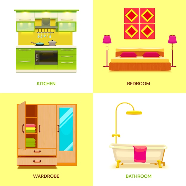 Free vector modern interior design composition