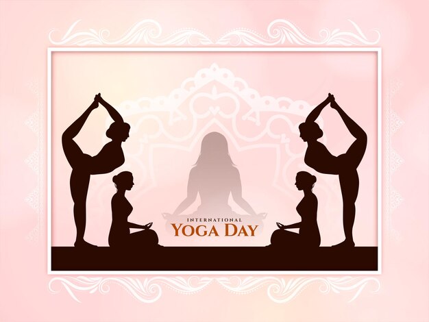 Free Vector modern international yoga day celebration wellness background
