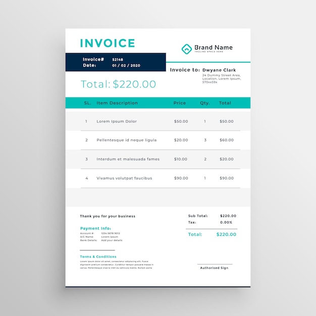 modern invoice template design for your business