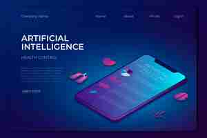 Free vector modern isometric technology landing page template