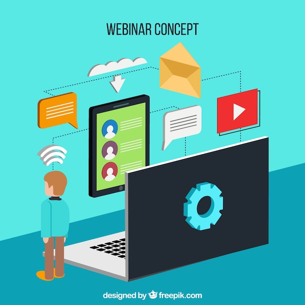 Free vector modern isometric webinar concept