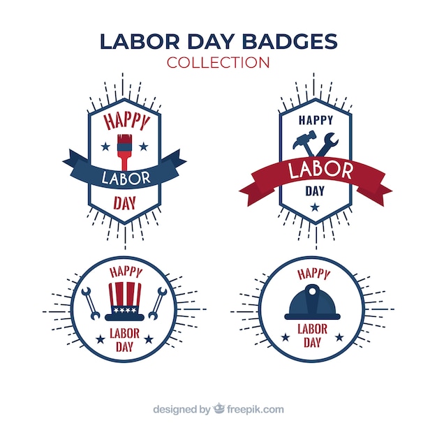 Free vector modern labor day badge collection