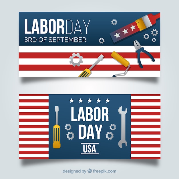 Modern labor day banners with flat design