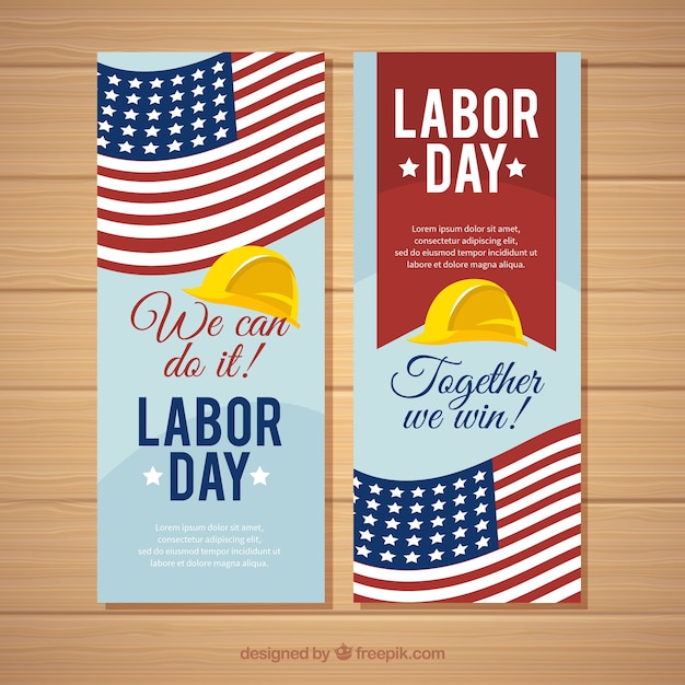 Modern labor day banners with flat design