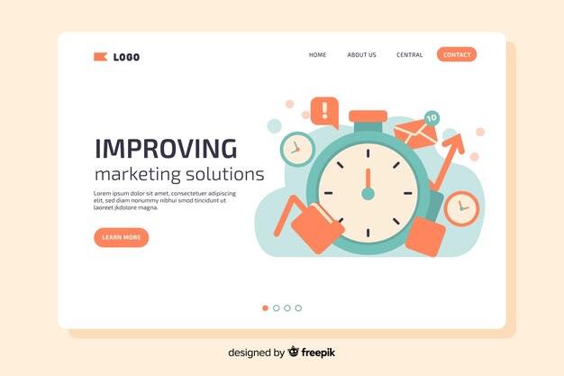 Modern landing page with marketing concept