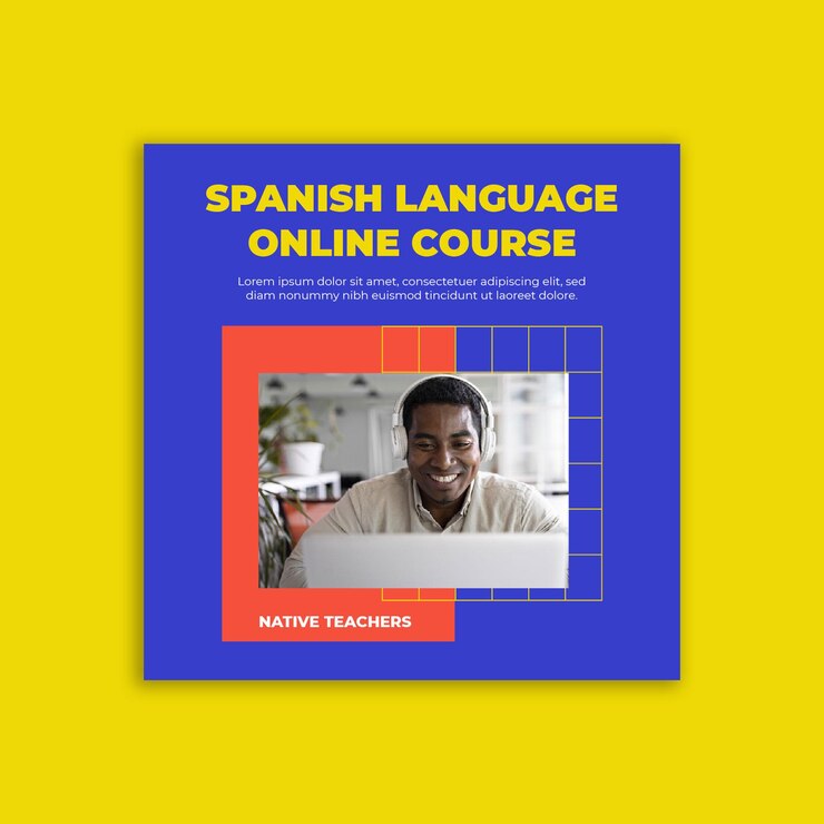 Free Vector modern learning spanish online facebook post