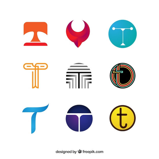 Бесплатное векторное изображение Современная коллекция логотипов p