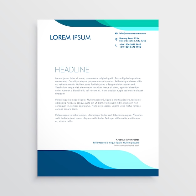 Free vector modern letterhead design with clean blue shapes