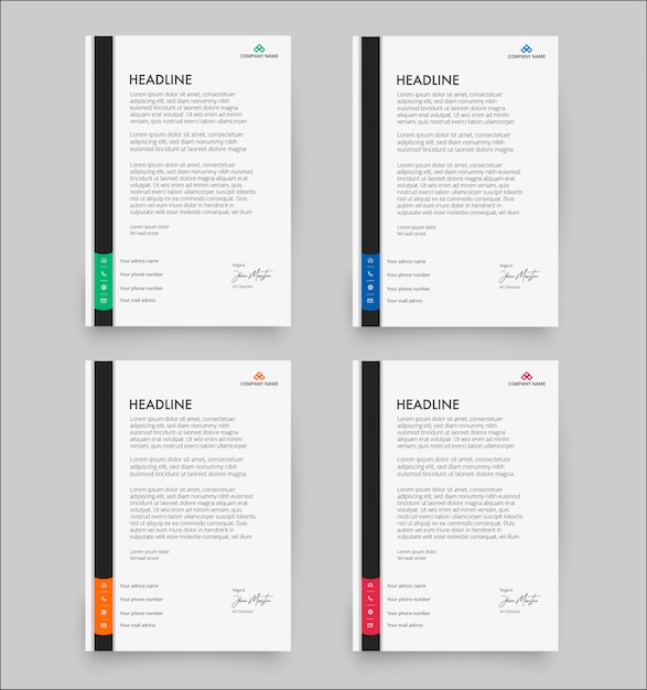 Modern Letterhead Template in Flat Style Pack